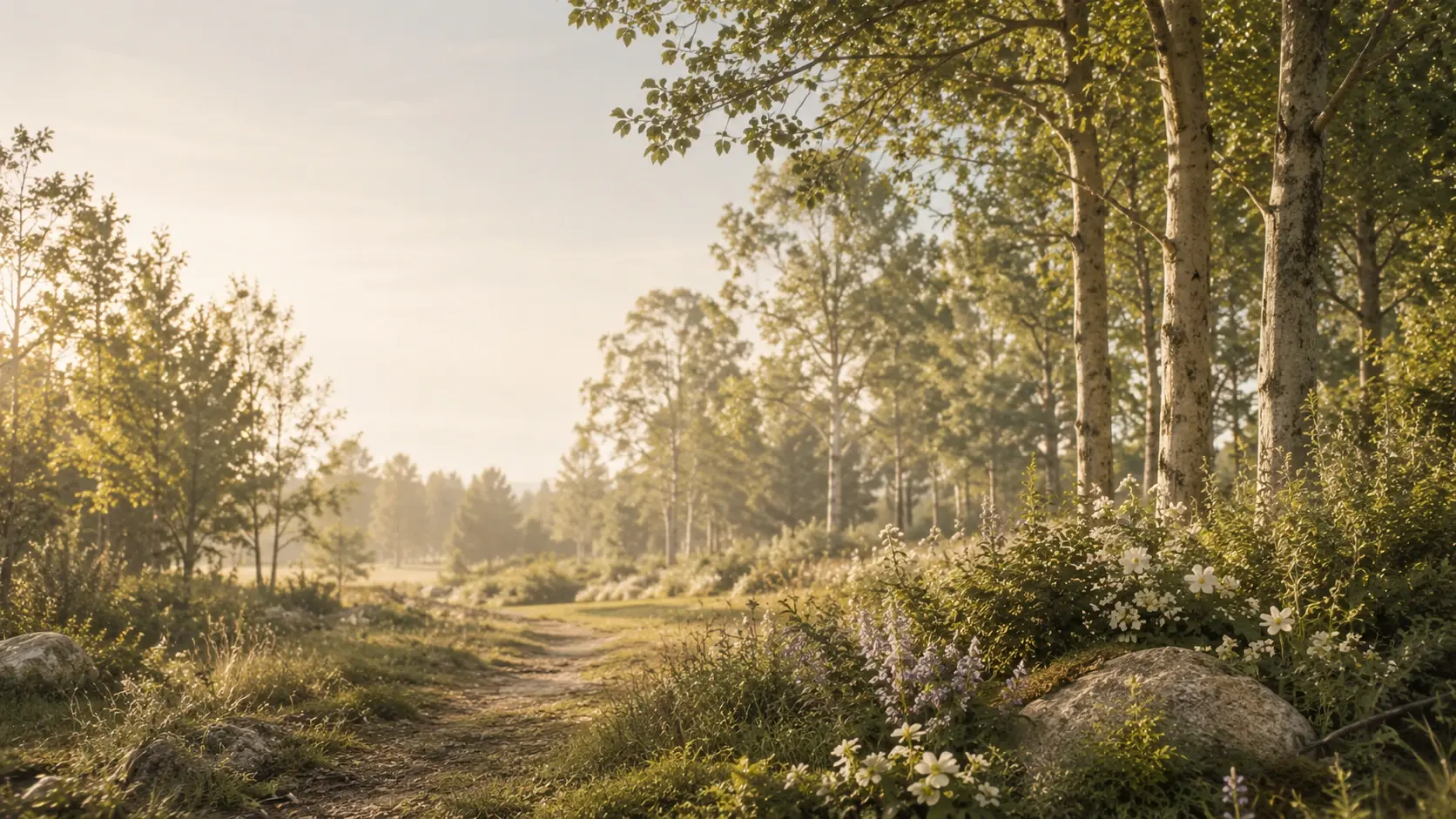 Lichter Waldweg als Symbol für Naturbestattung